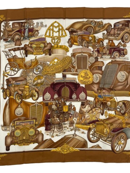 Hermes Scarf Silk Carre 90 L'elegance Et le Confort en Automobile Comfort Brown